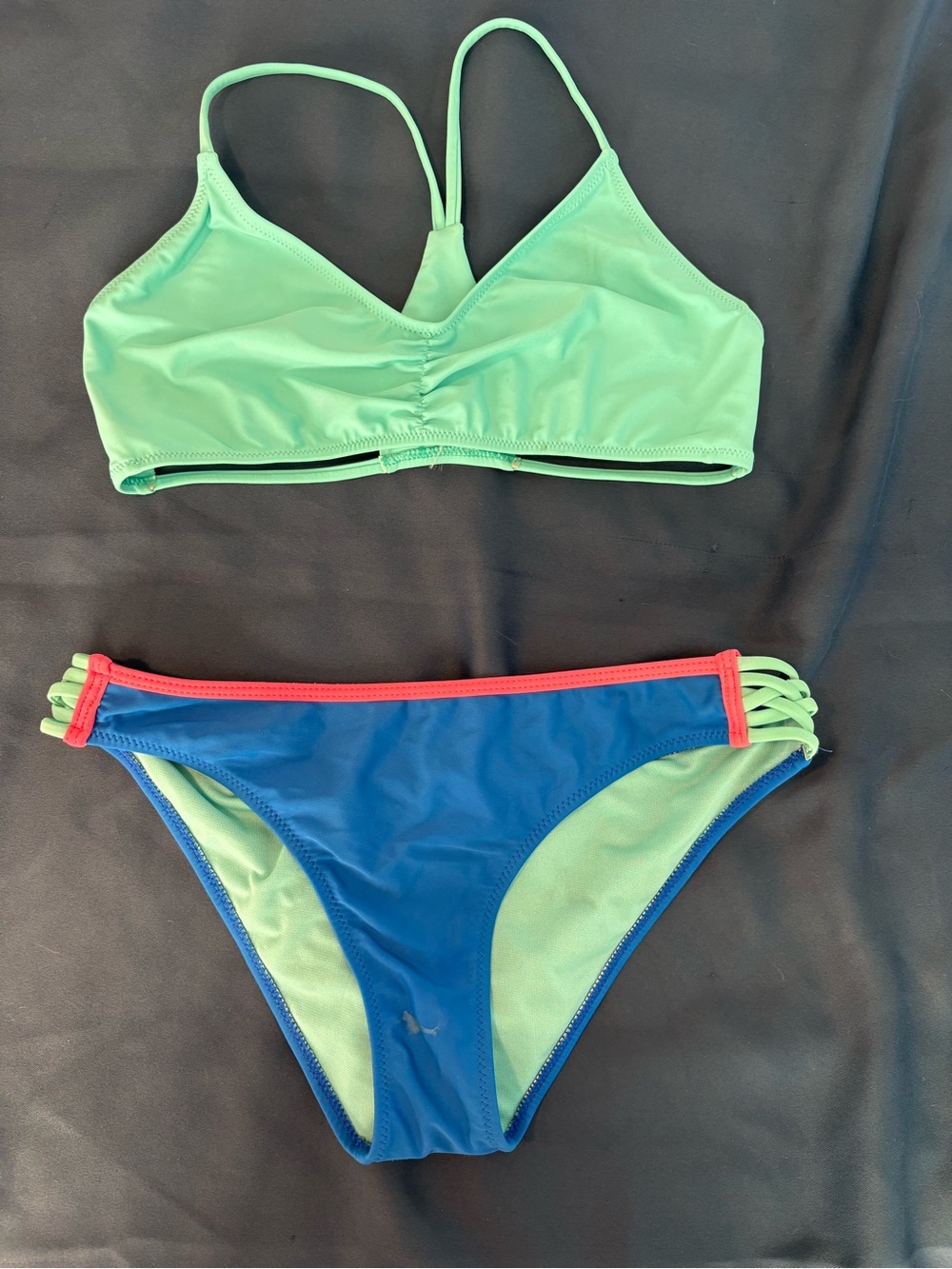 Mint Green and Blue Colorblock Bikini Set